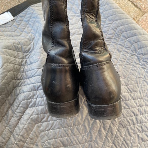 Frye Molly Knee High Extra Wide Calf Riding Boot Black Leather - Picture 4 of 9
